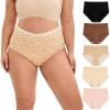 imageINNERSY Plus Size M5XL Big Curvy Woman Cotton Underwear High Waist Briefs 5PackLeopard Print