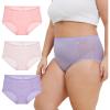 imageINNERSY Womens Plus Size Floral Lace Nylon Underwear High Waisted Panties 3PackLavender Blush