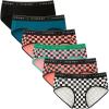 imageINNERSY Womens Underwear Cotton Hipster Panties Mid Rise Briefs Tagless Wide Waistband 6 PackFancy Checkers