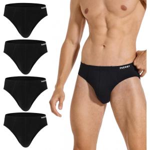 imageINNERSY Mens Underwear Briefs Bikini Cut Covered Waistband Underpants 4PackBlack