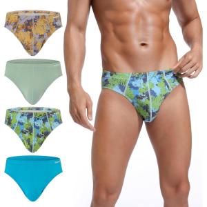 imageINNERSY Mens Underwear Briefs Bikini Cut Covered Waistband Underpants 4PackCamouflage Fores