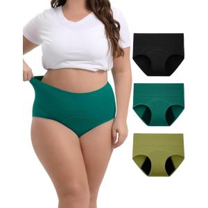 imageINNERSY Period Underwear for Women High Waisted LeakProof Postpartum Menstrual Panties 3PackForest Night