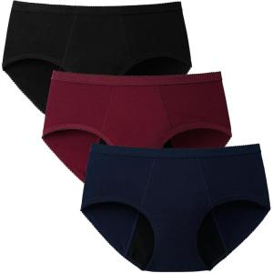 imageINNERSY Period Underwear for Women Teens LeakProof Menstrual Cotton Protective Hipster Panties 3PackLight Flow Full Gusset