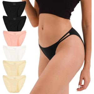 imageINNERSY String Bikini Panties for Women Sexy Silky Cheeky Underwear 6PackBlack Beige