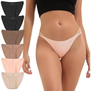 imageINNERSY String Bikini Panties for Women Sexy Silky Cheeky Underwear 6PackDune Rose