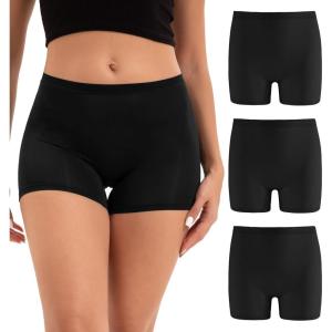 imageINNERSY Womens Boyshorts Underwear Silky Boxer Briefs Ladies Boy Shorts Panties 3PackBlack