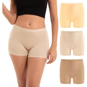 imageINNERSY Womens Boyshorts Underwear Silky Boxer Briefs Ladies Boy Shorts Panties 3PackNude Tones