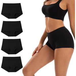 imageINNERSY Womens Cotton Boyshorts Underwear Soft Moisture Wicking Boxer Briefs 4PackBlack