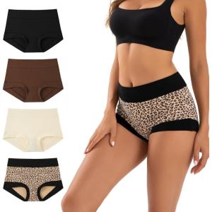 imageINNERSY Womens Cotton Boyshorts Underwear Soft Moisture Wicking Boxer Briefs 4PackShadow Basic