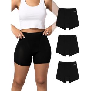 imageINNERSY Womens High Waisted Period Underwear Boy Shorts Panties for Postpartum Menstrual 3PackBlack