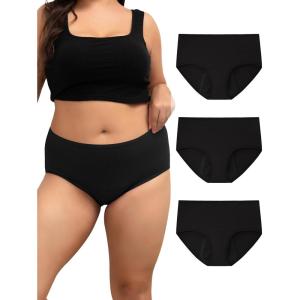 imageINNERSY Womens Plus Size Period Underwear Heavy Flow Cotton Leakproof Menstrual Panties 3PackClassic Black