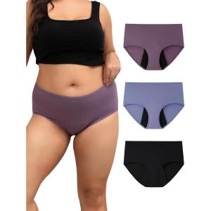 imageINNERSY Womens Plus Size Period Underwear Heavy Flow Cotton Leakproof Menstrual Panties 3PackVelvet Twilight