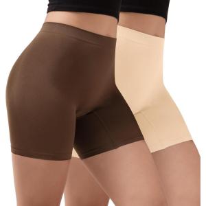 imageINNERSY Womens Slip Shorts for Under Dresses Anti Chafing Biker Shorts Boyshorts Underwear2packdark BrownNude