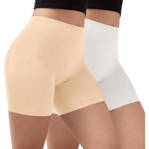 imageINNERSY Womens Slip Shorts for Under Dresses Anti Chafing Biker Shorts Boyshorts Underwear2packnudeWhite