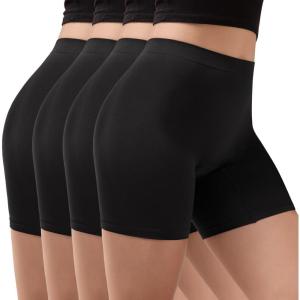 imageINNERSY Womens Slip Shorts for Under Dresses Anti Chafing Biker Shorts Boyshorts Underwear4packBlack
