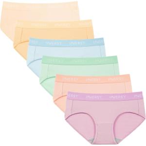 imageINNERSY Womens Underwear Cotton Hipster Panties Mid Rise Briefs Tagless Wide Waistband 6 PackDreamy Hues