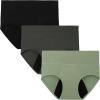 imageINNERSY Womens Bamboo Viscose Heavy Flow Period Underwear High Waisted Leakproof Panties 3 PackBlackGaryGreen