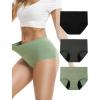 imageINNERSY Womens Bamboo Viscose Heavy Flow Period Underwear High Waisted Leakproof Panties 3 PackBlackGaryGreen