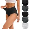 imageINNERSY Womens High Waisted Underwear Cotton Panties Regular ampamp Plus Size 5PackSolid Colors and Polka Dot