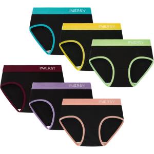 imageINNERSY Big Girls Underwear Size 816 Cotton Teen Panties No Wedgies Briefs 6PackColorful Black