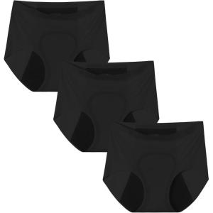 imageINNERSY Girls Seamless Period Underwear for Teens Period Starter Quick Dry Panties 3PackSolid Black