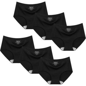 imageINNERSY Girls Underwear Seamless Breathable No Show Lightweight Panties 6PackSolid Black
