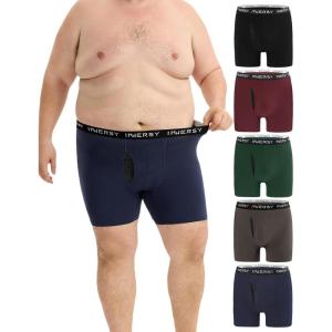 imageINNERSY Mens Big and Tall Boxer Briefs Stretch Cotton Moisture Wicking Underwear 5PackDark Retro