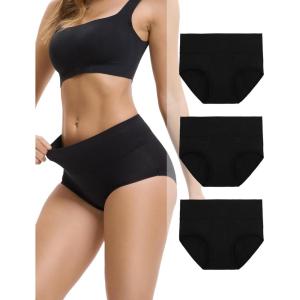 imageINNERSY Womens Bamboo Viscose Heavy Flow Period Underwear High Waisted Leakproof Panties 3 PackBlack