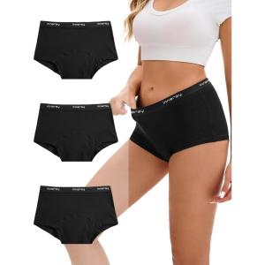 imageINNERSY Womens Period Boxers Underwear Leak Proof Menstrual Boy Shorts Panties 3PackBlack