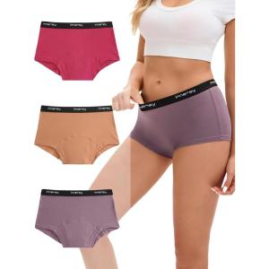imageINNERSY Womens Period Boxers Underwear Leak Proof Menstrual Boy Shorts Panties 3PackMulberry