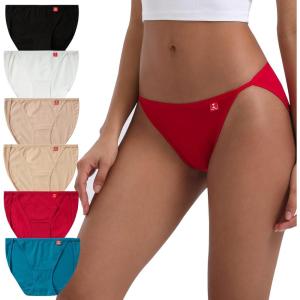 imageINNERSY Womens Tagless Underwear Low Rise String Stretch Cotton Bikini Briefs MultipackTwilight Sands