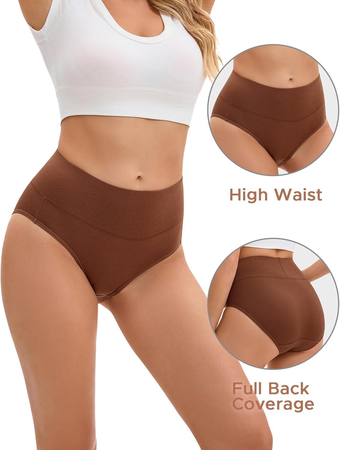 imageINNERSY Womens Underwear Cotton Soft Underwear High Waisted Breathable Briefs 5 PackClassic Vintage
