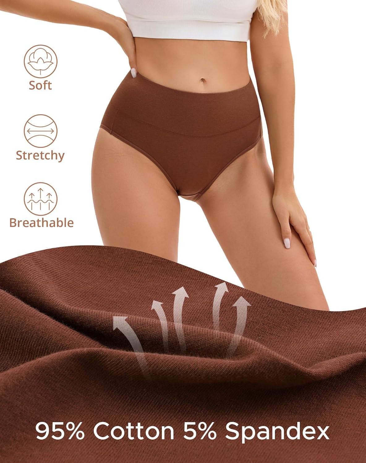imageINNERSY Womens Underwear Cotton Soft Underwear High Waisted Breathable Briefs 5 PackClassic Vintage