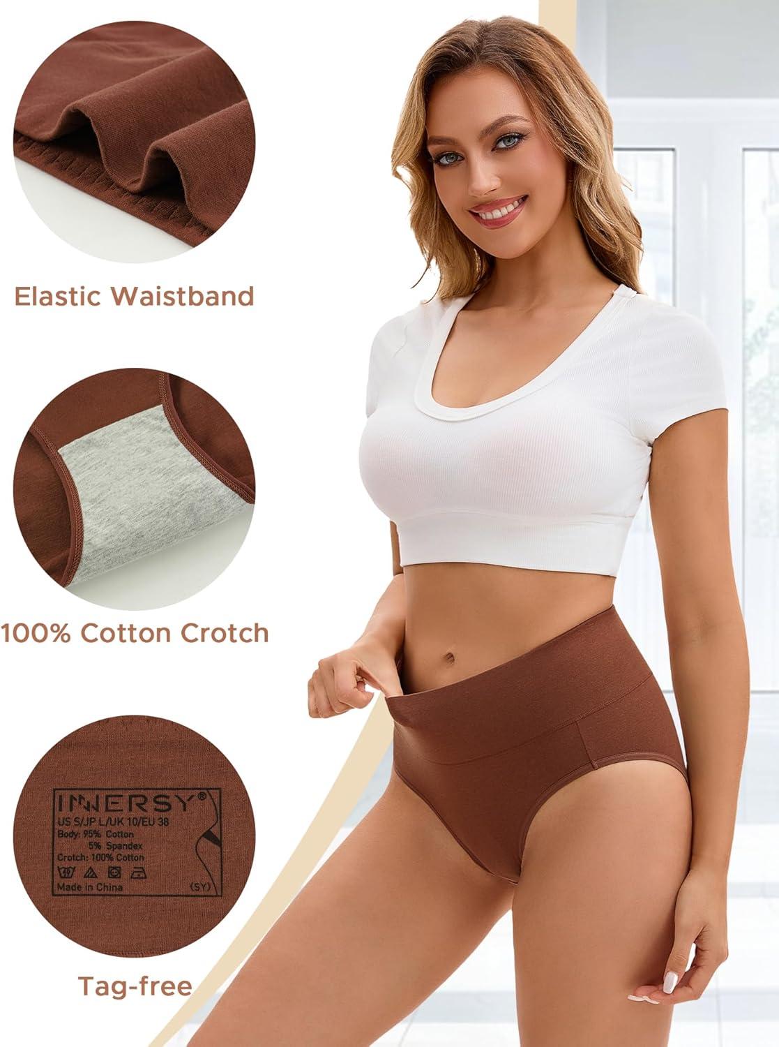 imageINNERSY Womens Underwear Cotton Soft Underwear High Waisted Breathable Briefs 5 PackClassic Vintage