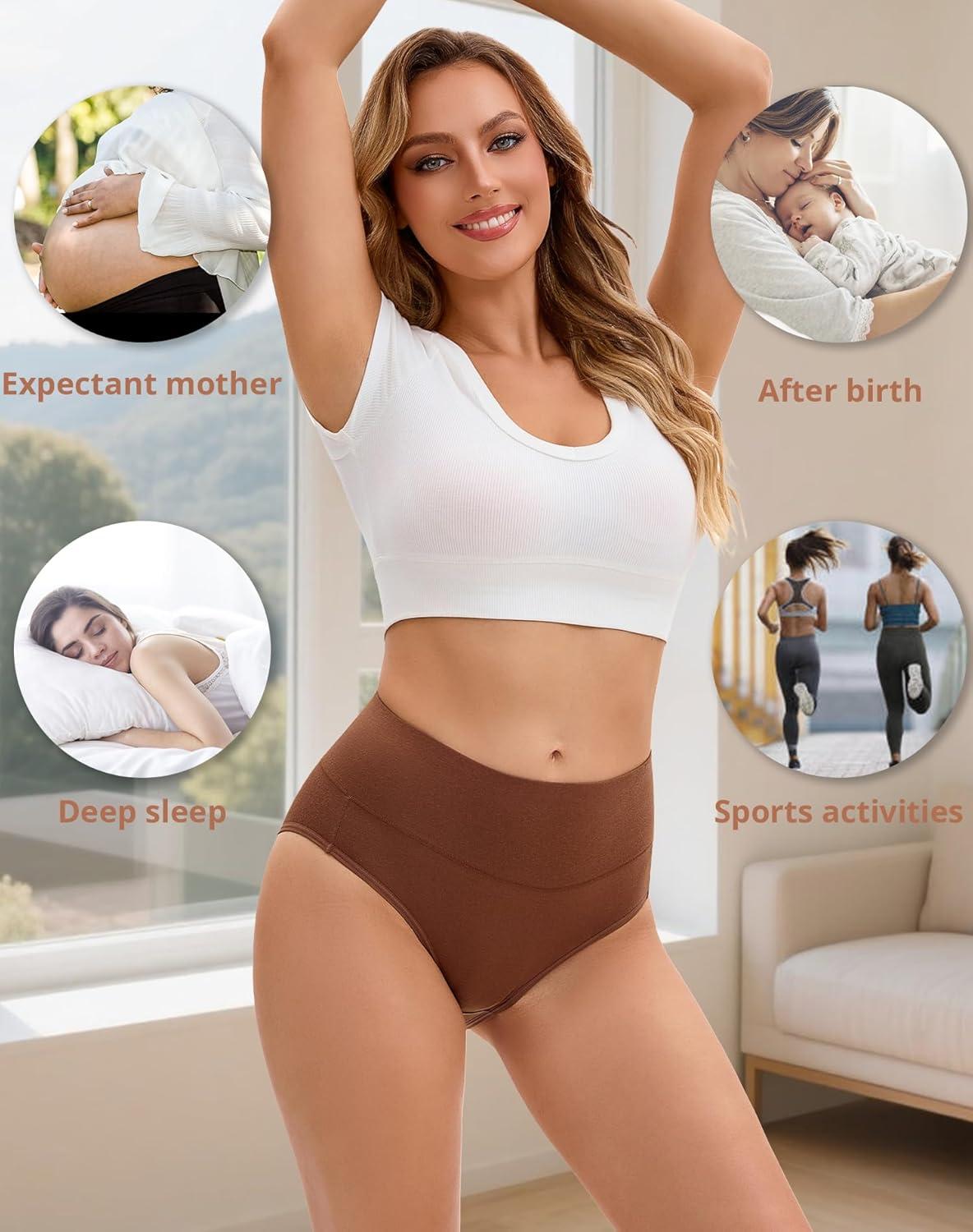 imageINNERSY Womens Underwear Cotton Soft Underwear High Waisted Breathable Briefs 5 PackClassic Vintage