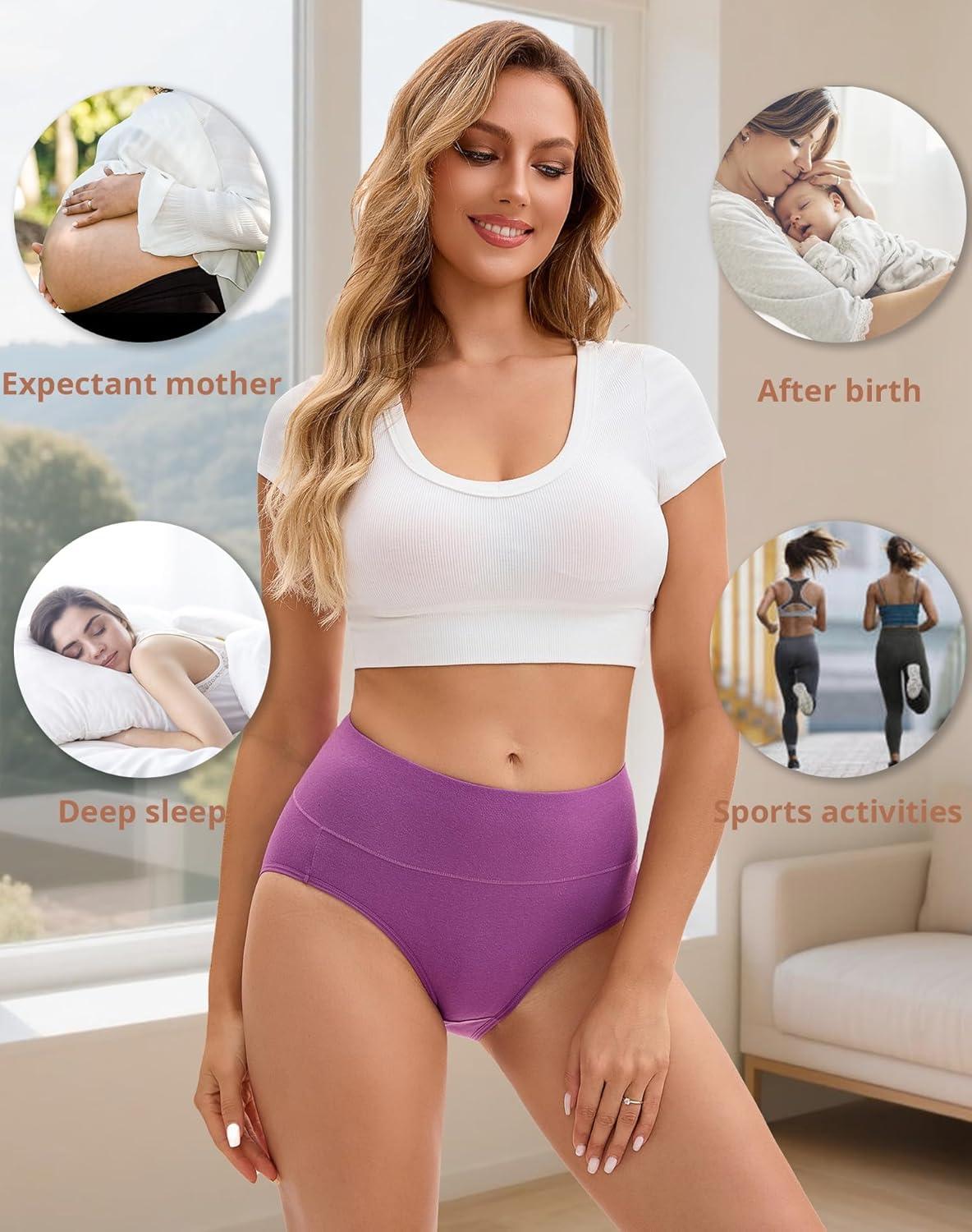 imageINNERSY Womens Underwear Cotton Soft Underwear High Waisted Breathable Briefs 5 PackPetal Tones