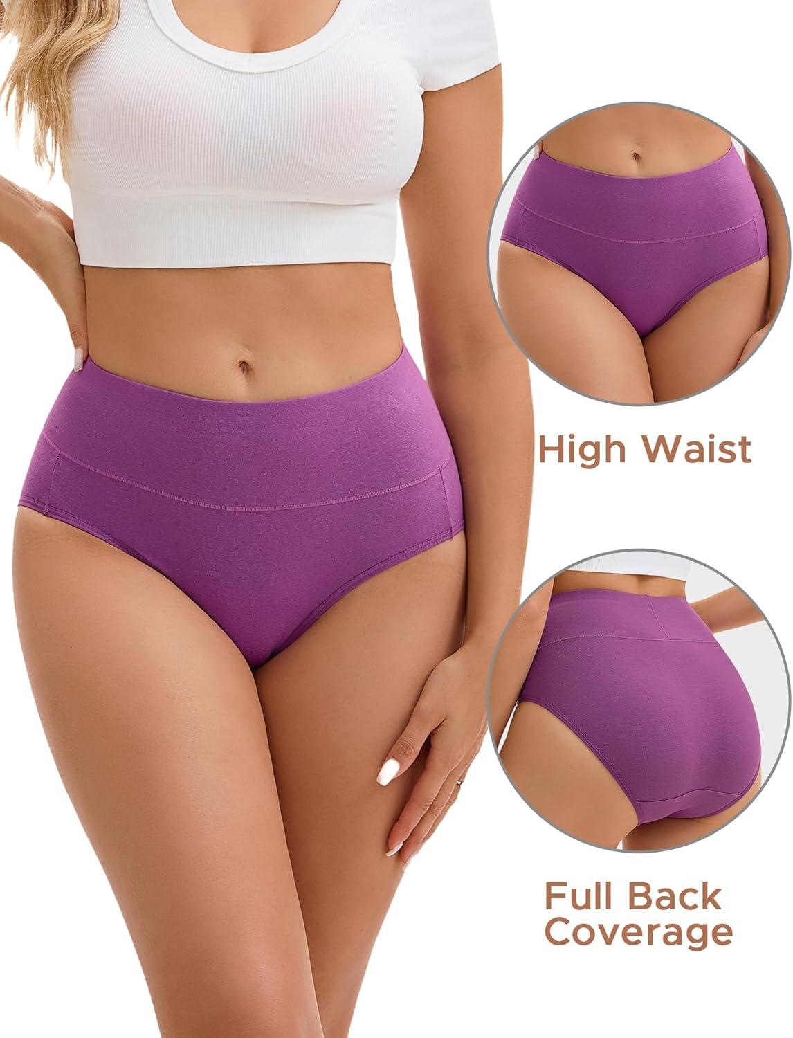 imageINNERSY Womens Underwear Cotton Soft Underwear High Waisted Breathable Briefs 5 PackPetal Tones