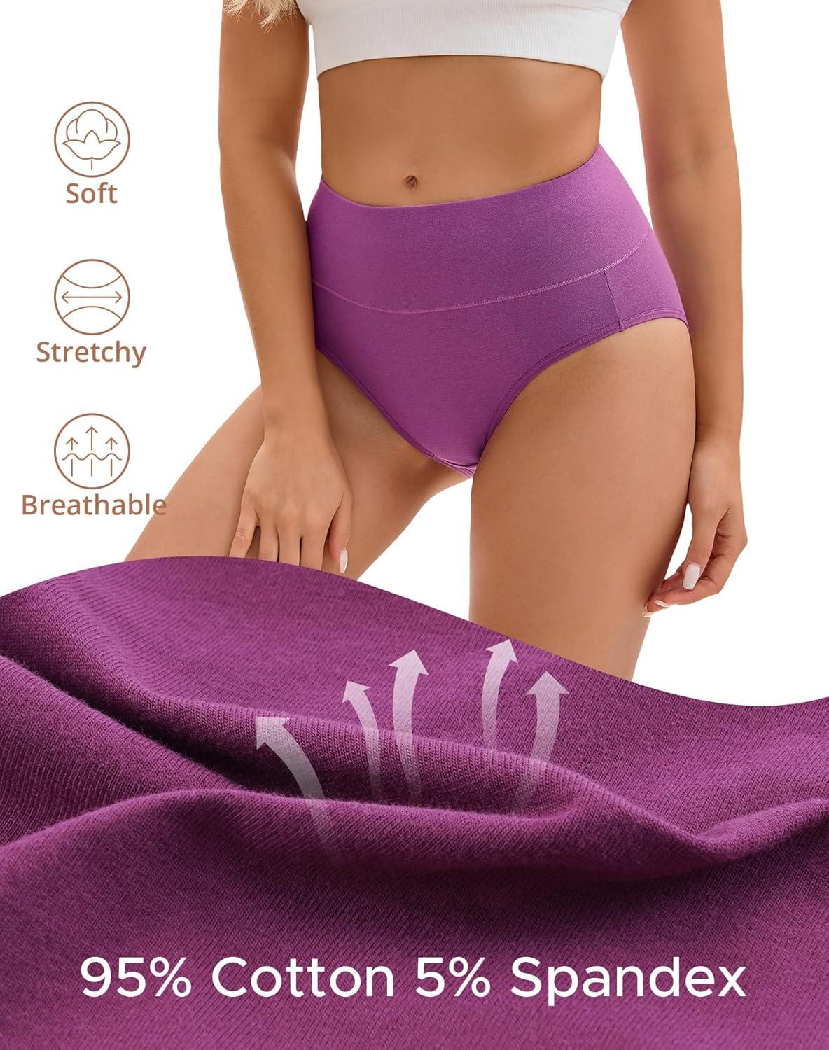 imageINNERSY Womens Underwear Cotton Soft Underwear High Waisted Breathable Briefs 5 PackPetal Tones