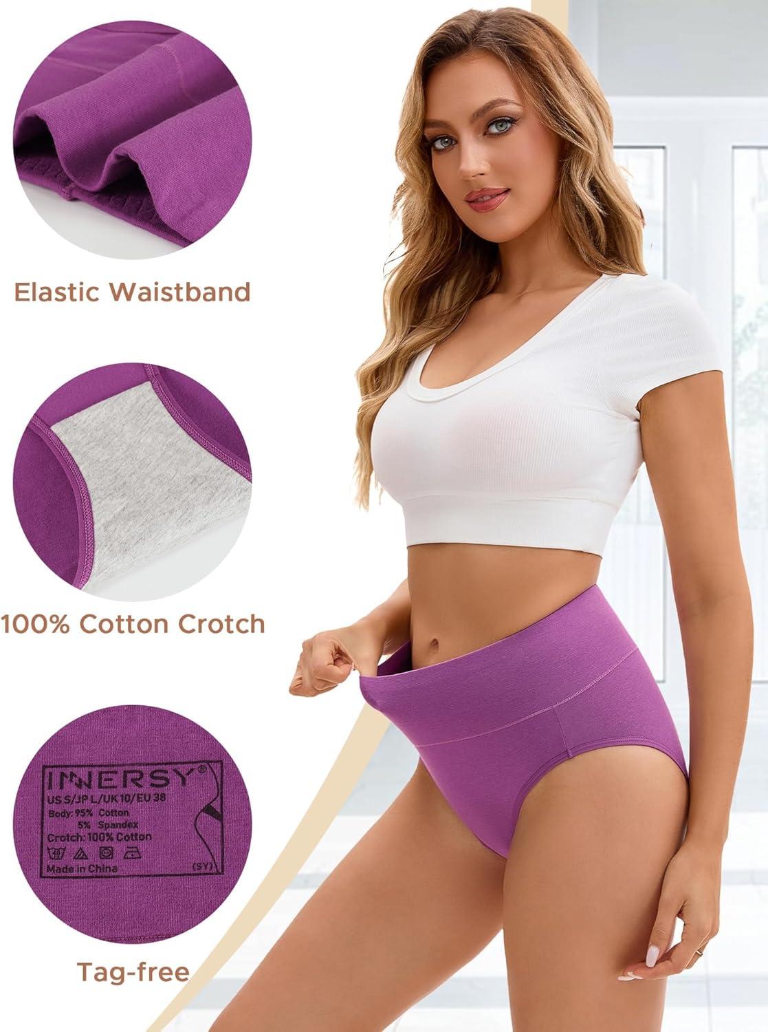 imageINNERSY Womens Underwear Cotton Soft Underwear High Waisted Breathable Briefs 5 PackPetal Tones