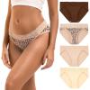 imageINNERSY Womens Cotton Bikini Underwear High Cut Lace Hipster Panties 4PackMaillard