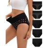 imageINNERSY Womens Underwear Cotton Soft Underwear High Waisted Breathable Briefs 5 PackBlack Rose