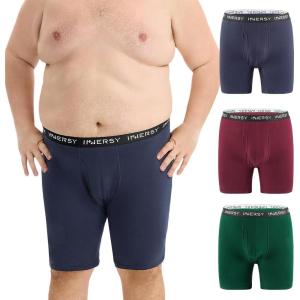 imageINNERSY Mens Big and Tall Boxer Briefs Long Leg Cotton Moisture Wicking Underwear 3PackVintage Tone