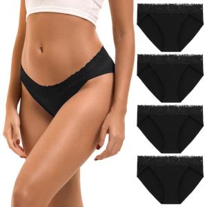 imageINNERSY Womens Cotton Bikini Underwear High Cut Lace Hipster Panties 4PackBlack