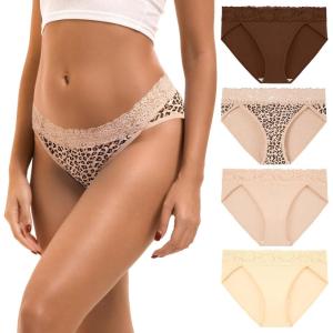 imageINNERSY Womens Cotton Bikini Underwear High Cut Lace Hipster Panties 4PackMaillard