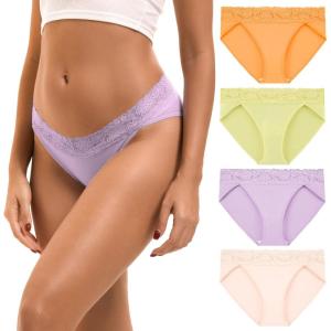 imageINNERSY Womens Cotton Bikini Underwear High Cut Lace Hipster Panties 4PackPastel Harmony