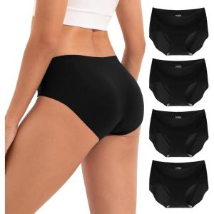 imageINNERSY Womens Seamless Hipster Underwear Soft No Show Invisible Stretch Panties 4PackBlack