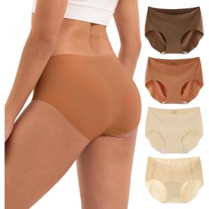 imageINNERSY Womens Seamless Hipster Underwear Soft No Show Invisible Stretch Panties 4PackMaillard