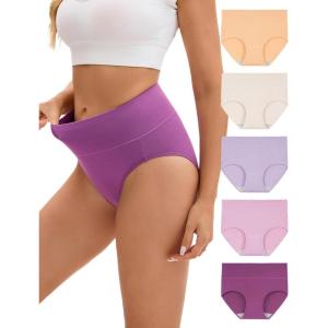 imageINNERSY Womens Underwear Cotton Soft Underwear High Waisted Breathable Briefs 5 PackPetal Tones