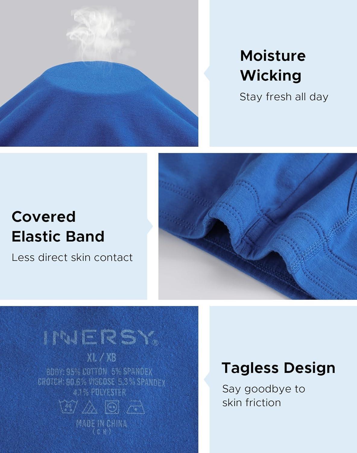 imageINNERSY Mens Big and Tall Boxer Briefs Cotton Moisture Wicking XL5XL Underwear 4PackDeep Sea