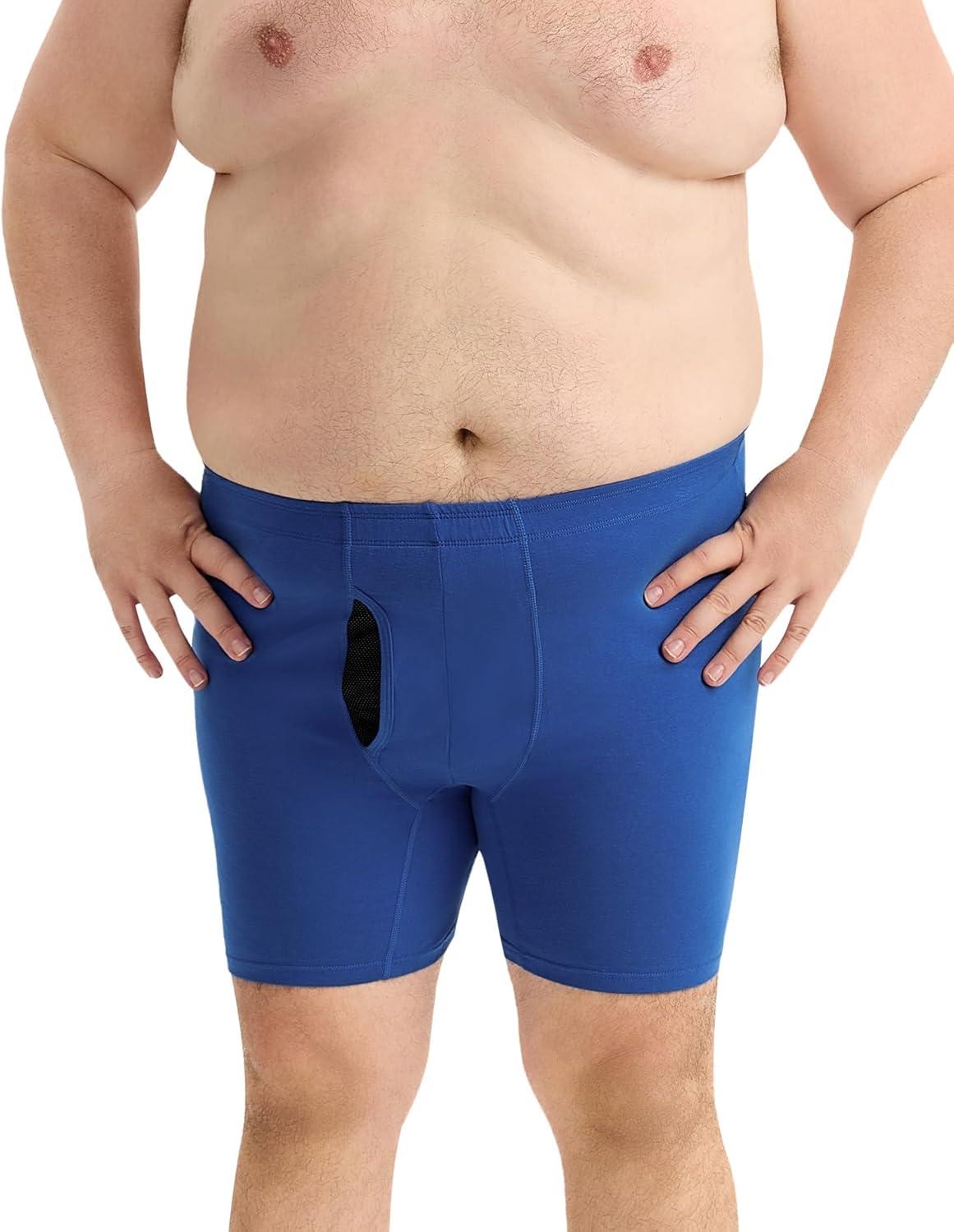 imageINNERSY Mens Big and Tall Boxer Briefs Cotton Moisture Wicking XL5XL Underwear 4PackDeep Sea